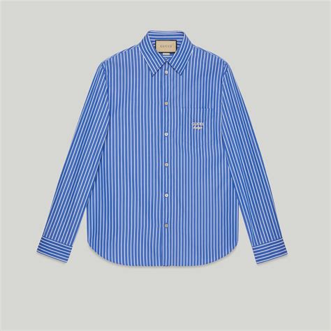 Gucci Camicia Righe Con Ricamo 